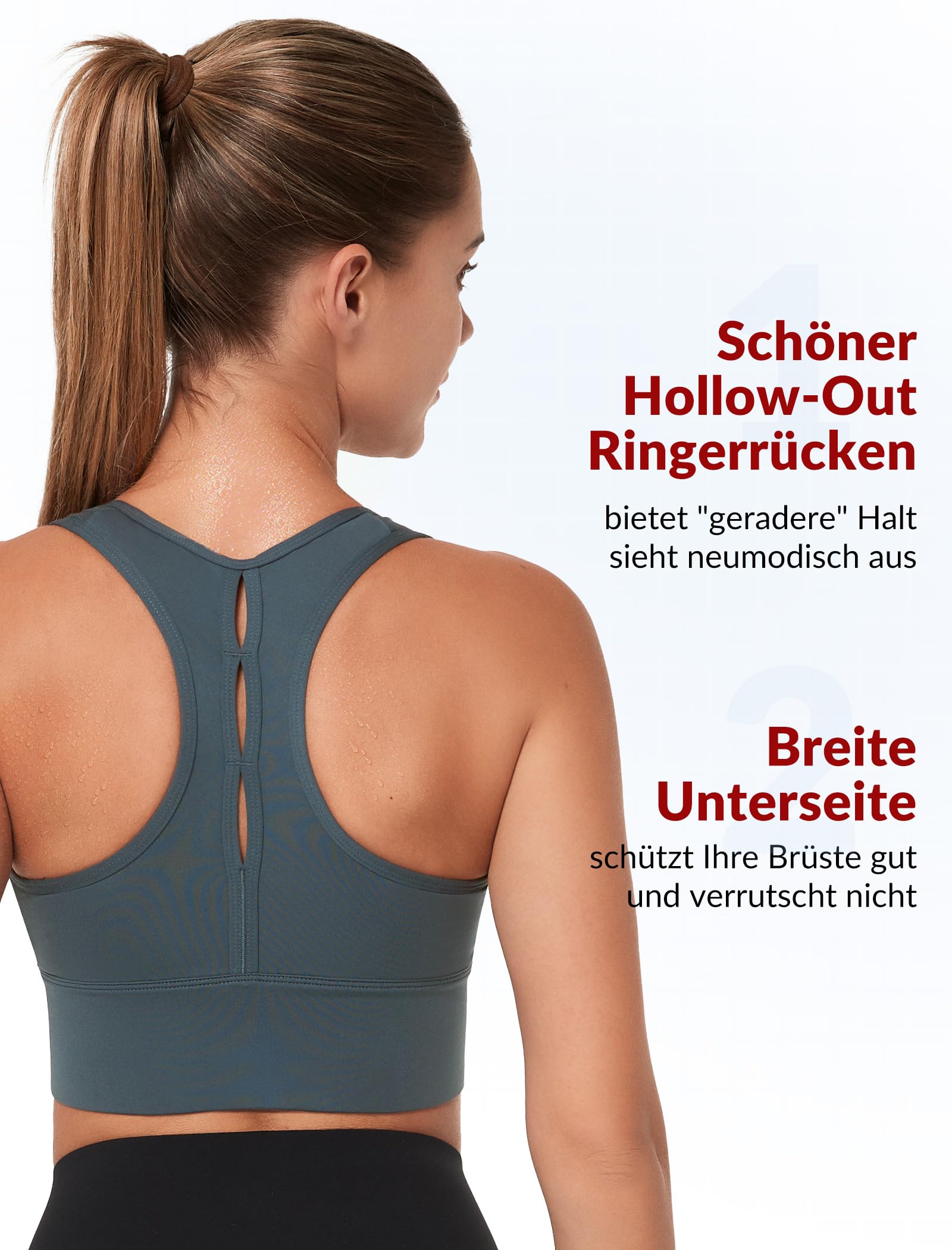 Yvette Reggiseno sportivo Hollow-Out con schienale ad anello, tenuta forte, seno grande con chiusura frontale