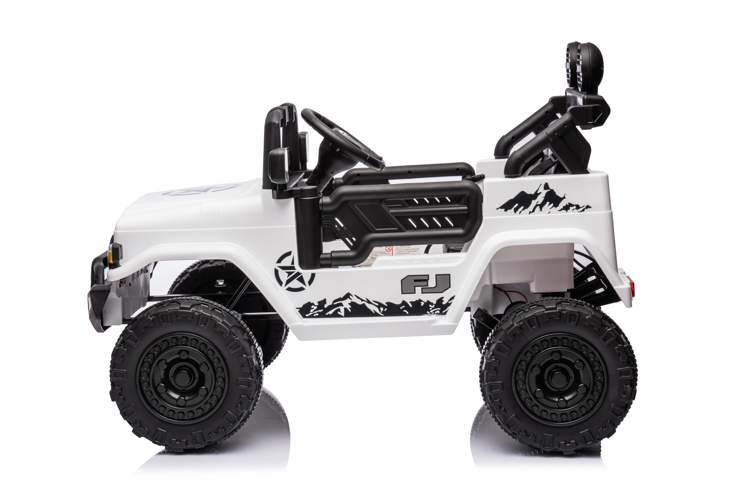 TOYSCAR Auto Macchina Elettrica per Bambini Jeep Toyota Fj Cruiser 12V Ruote in Gomma Full Optional Sedile Pelle Porte Apribili Tappetino e Telecomando (Bianco)