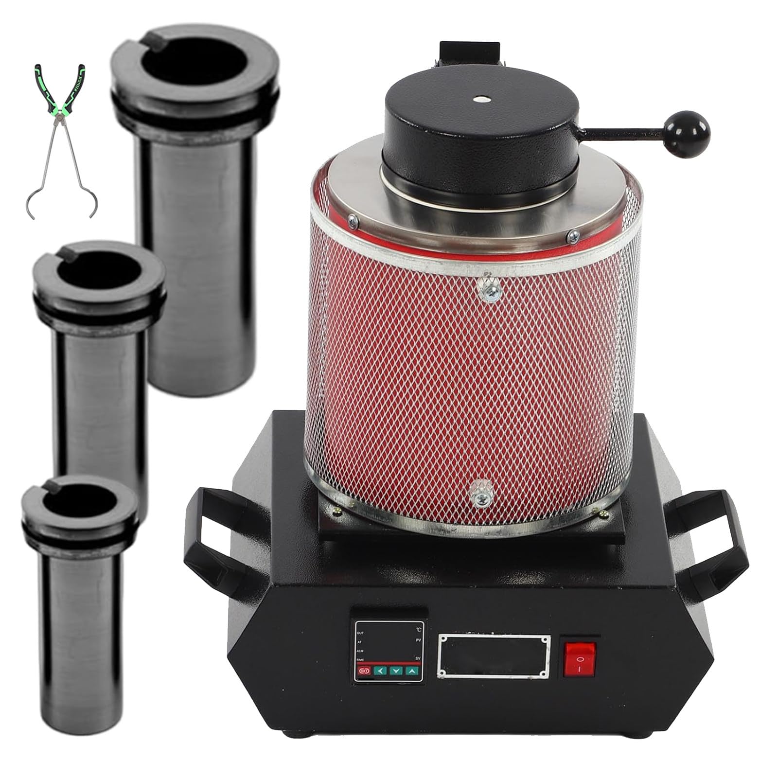 Forno per Fusione Dell'oro - capacità 1 kg/2 kg/3 kg, Kit per Forno Elettrico per Fonderia di Metalli da 1750W Fino a 1150℃, per Fusione di Rottami, Oro, Argento, Rame, Alluminio