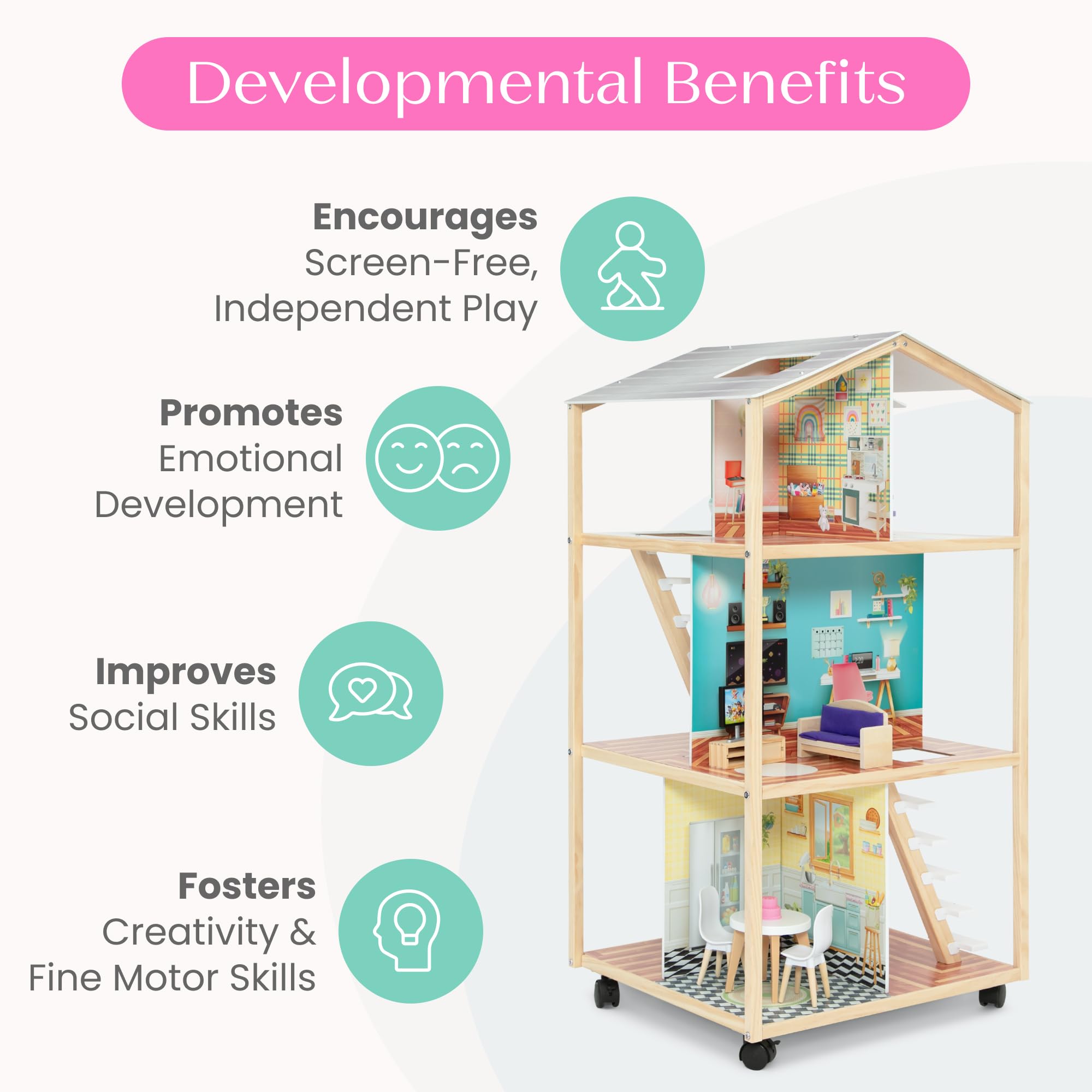 Delta Children Moveable Mansion Dollhouse - 360 Spins! -6 Delta Children Moveable Mansion Dollhouse - 360 Spins! -6