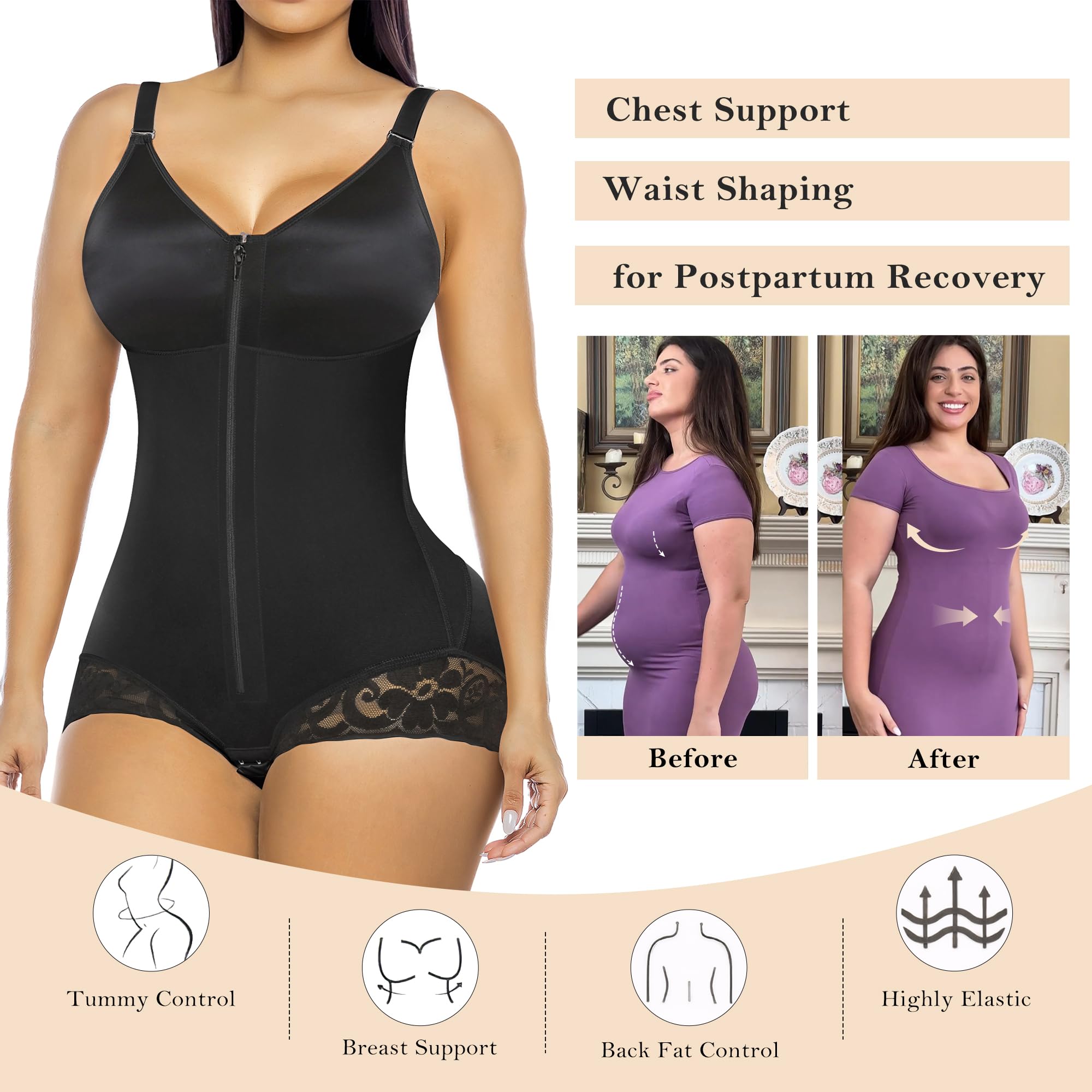 YIANNA Shapewear Body modellante per il controllo della pancia per le donne post-partum Fajas Colombianas compressione indumento body