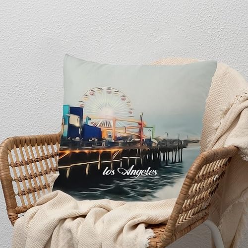 Miniatura 6 de Funda de almohada de 20 x 20 pulgadas con cremallera para dormitorio, diseño de Ciudad Americana en California, Los Ángeles, decoración para el