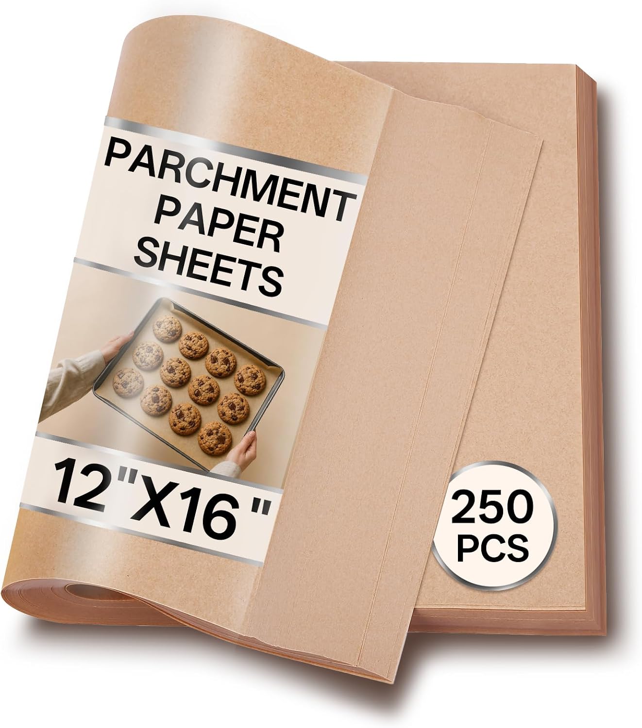 250PCS Unbleached Parchment Paper Sheets for baking, 12x16 Inch