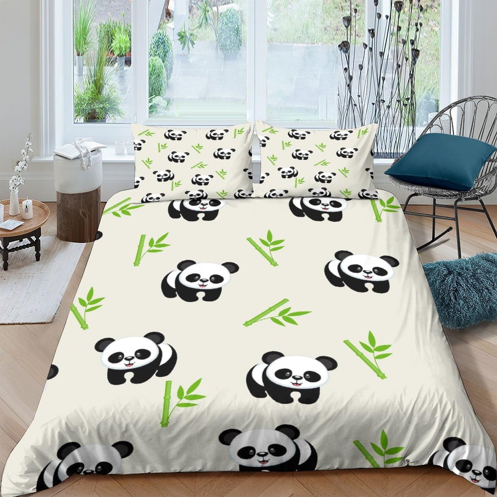 Ctjqhvkz Style-5 3D Printed Panda Bamboo Fitted Sheet Microfiber Soft Non Slip Bed Cover Bedroom Decor Machine Washable Single（135X200cm）