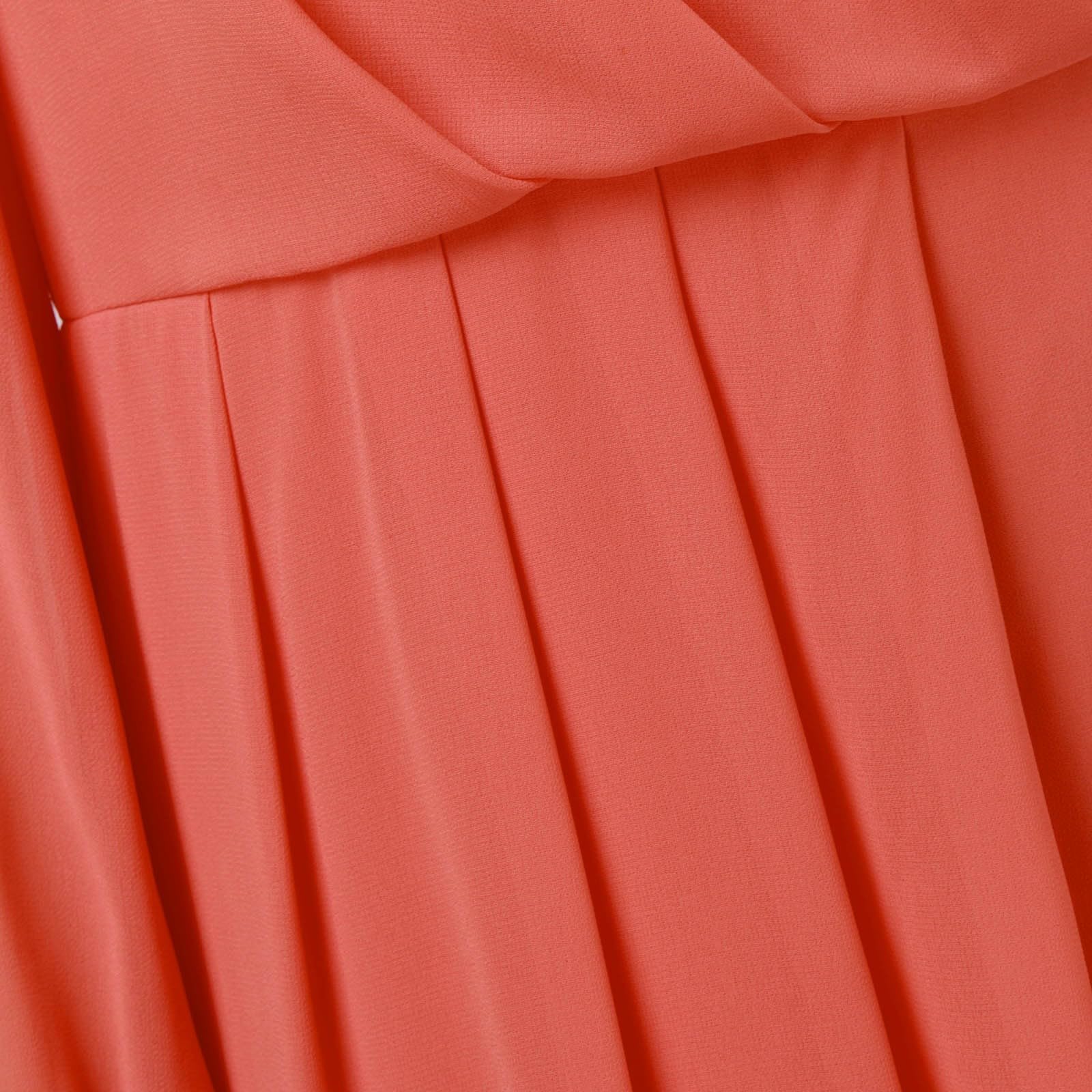 Sommerkleid Damen Damen-Chiffon-Frühlingskleid mit V-Ausschnitt Langen Ärmeln, plissiert, A-Linie, Midi-Länge, für Hochzeitsgäste (Orange, XXL)