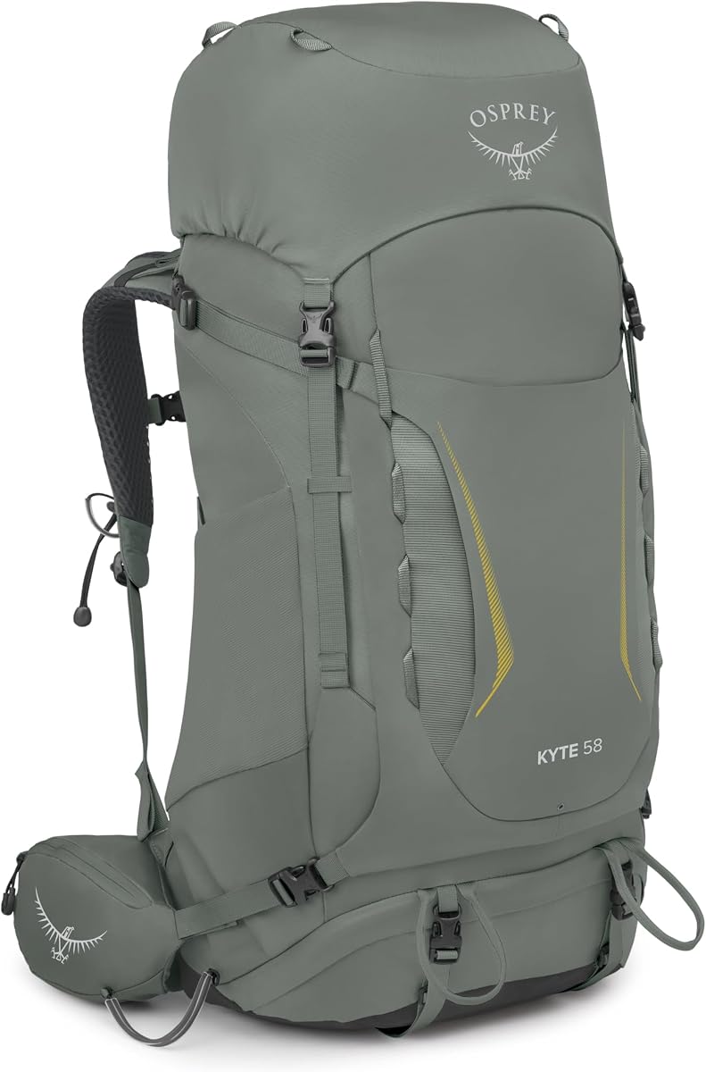Osprey Kyte 58L Women's Backpacking Backpack, Green WM-L | hiking pack, camping gear, overnight trail pack, waterproof raincover, rain cover included, waterproof storage, dry bag