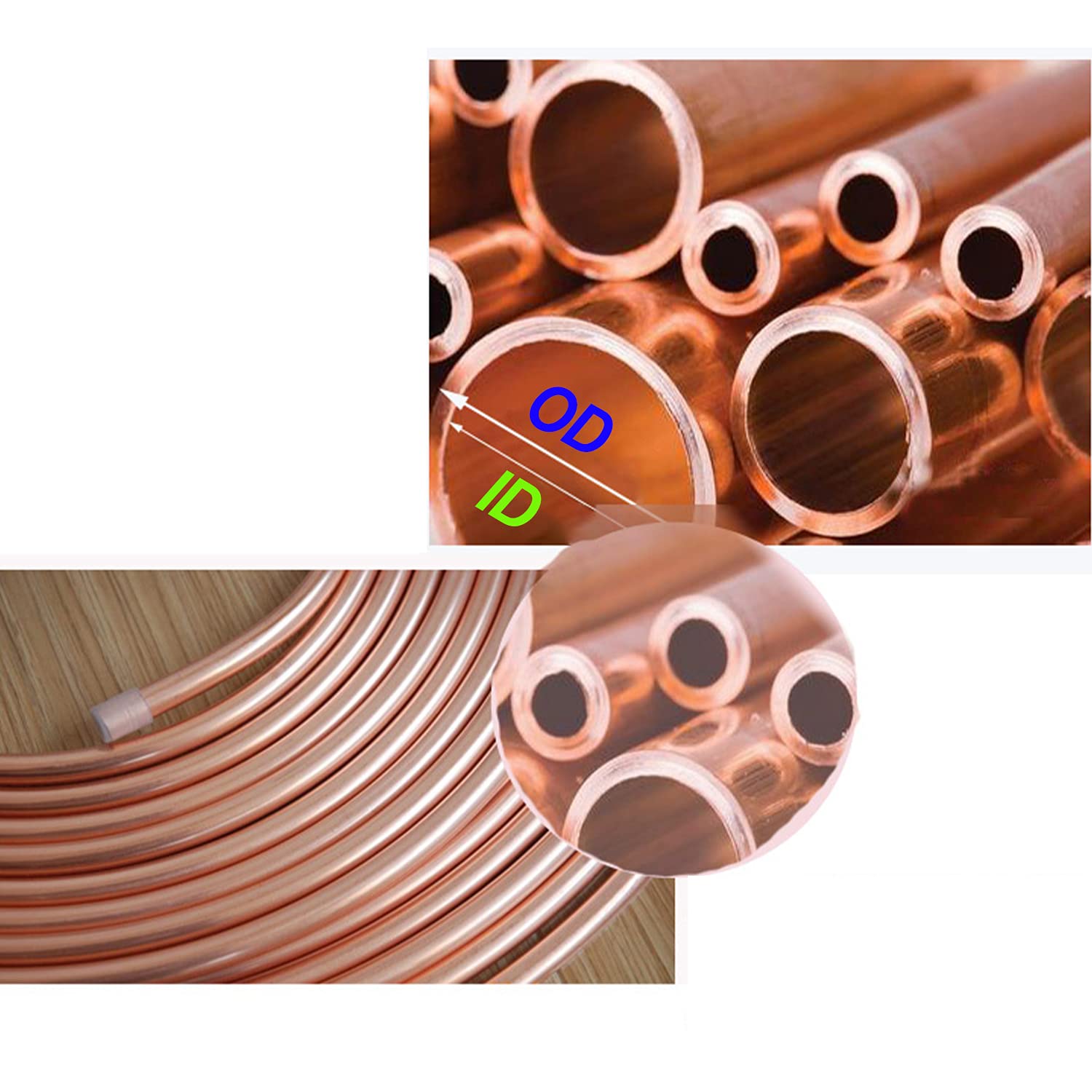 Kupfer-Rundrohr, gewickelt, Länge 1 m, Wandstärke 1 mm/Außendurchmesser/12 mm(15.88Mm)