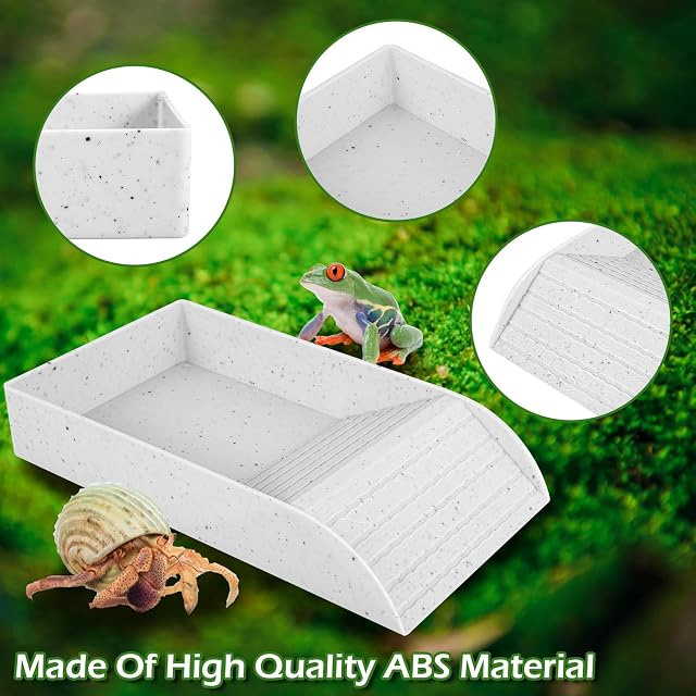 Foto 5 de 7 de Eummy Plato de agua para tortuga, plato de baño antideslizante, cuenco de piscina para reptiles con rampa