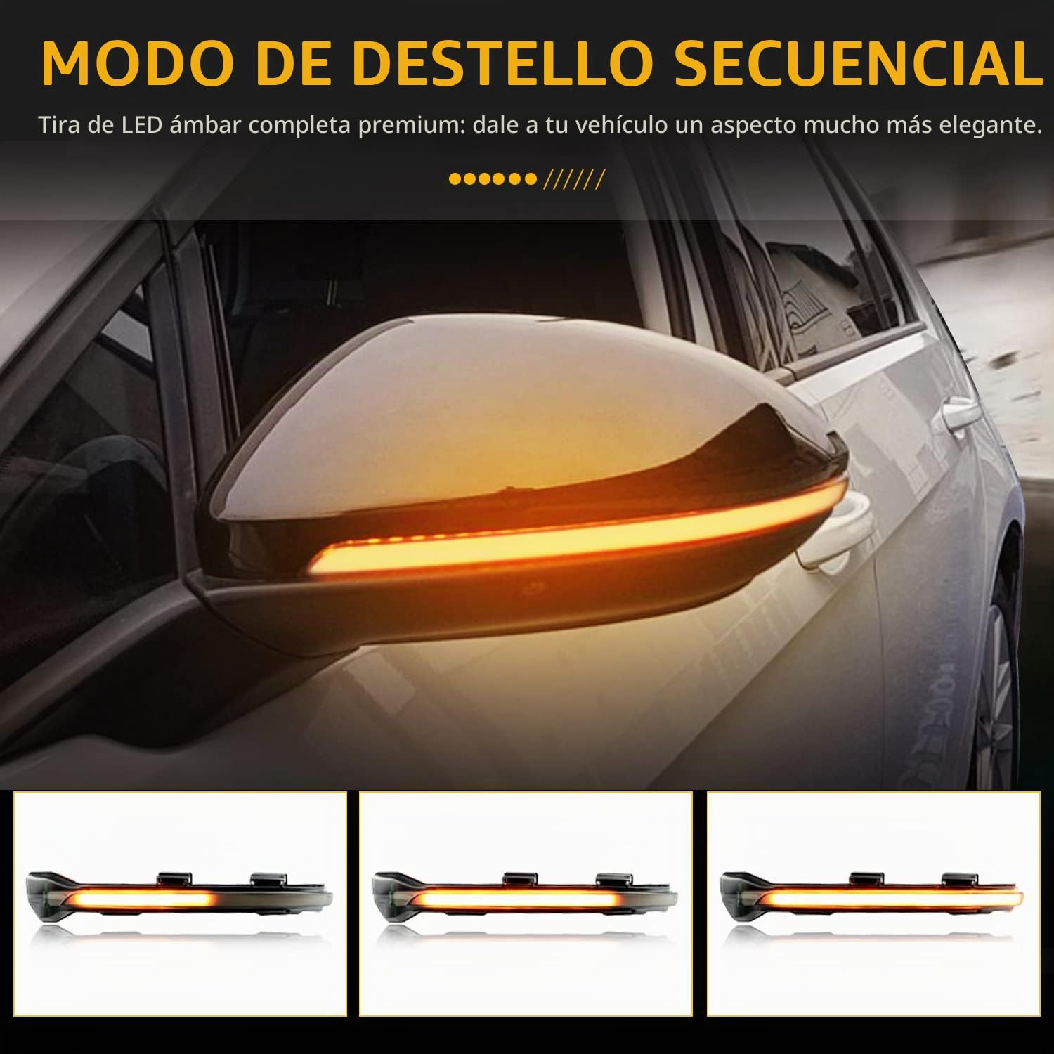 Kit de Luces Intermitentes Dinámicas Compatible con Volkswagen Golf 7 Facelift Golf 7 R-line Golf 7.5 Golf Sportsvan Golf Sportsvan VW Touran L II LED Intermitente Black Edition, 2 Lámparas