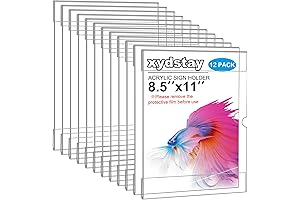 Lesnlok Wall Mount Acrylic Sign Holders 12 Pack Clear Plastic Menu Holders