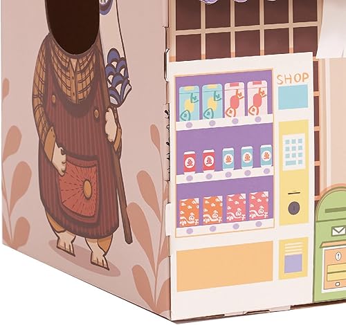 Miniatura 5 de Casa de cartón para gatos, caja rascador para gatos, casa de juegos reversible para gatos, juguete corrugado reciclable, almohadillas duraderas para