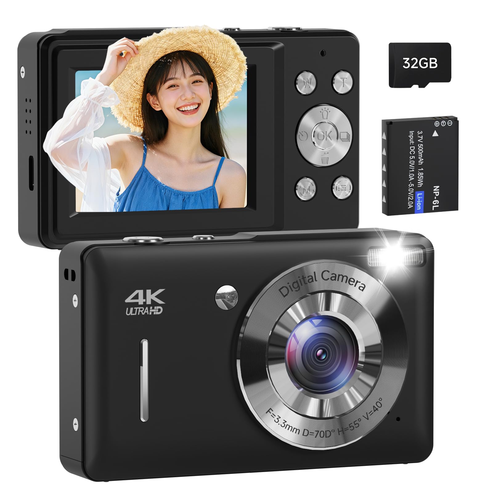 Amazon | デジタルカメラ デジカメ 4400万画素 1080P動画撮影 32GB