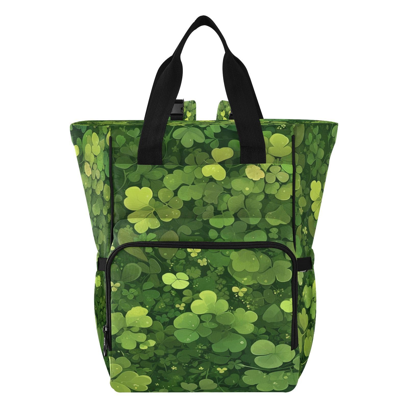 Verde Hojas De TréBol Natural Exuberante Mochilas de Pañales para Gran Capacidad Pañal Bolso Mochila para Viajar al Aire Libre Mamá y Papá