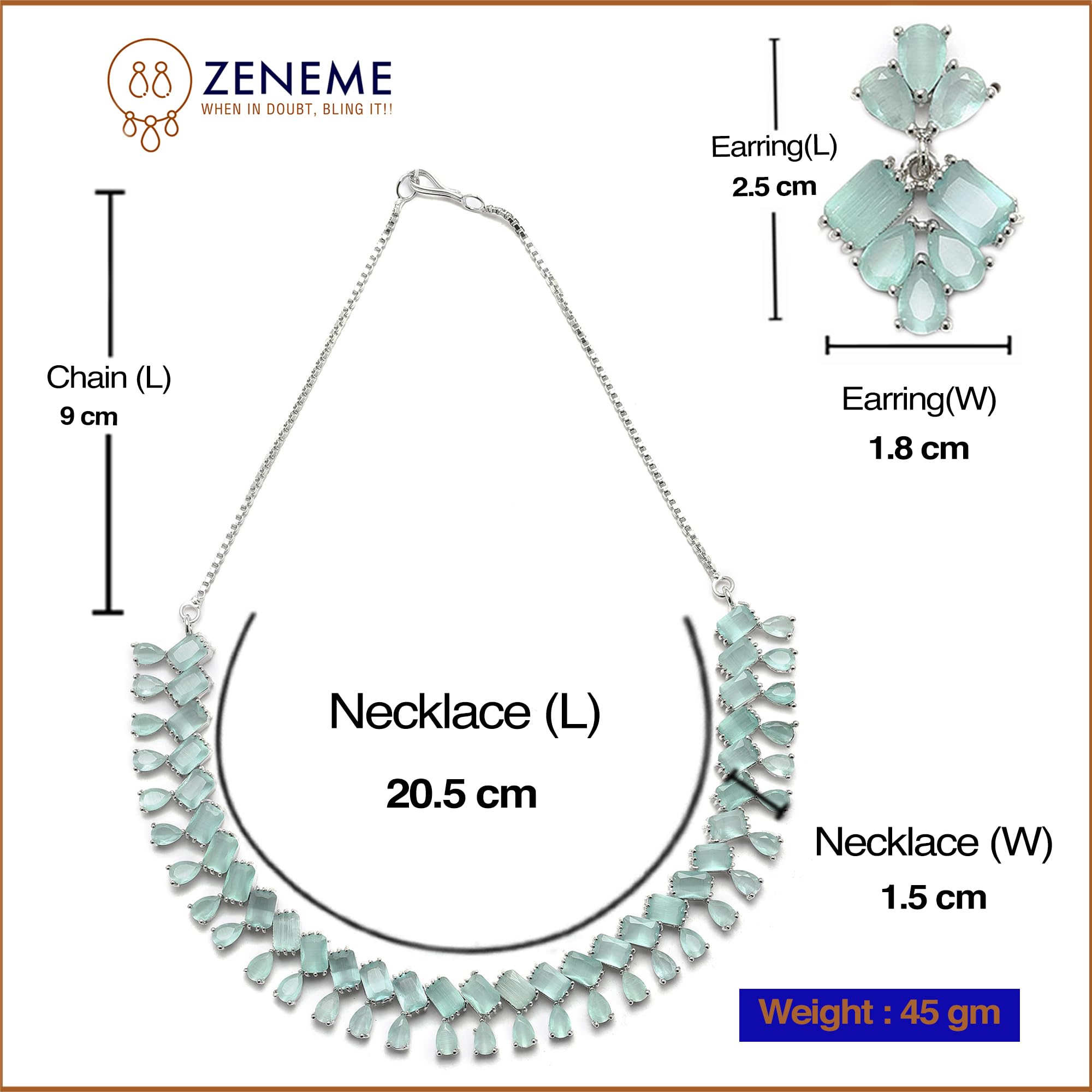 Rhodium-Plated American Diamond Necklace Set