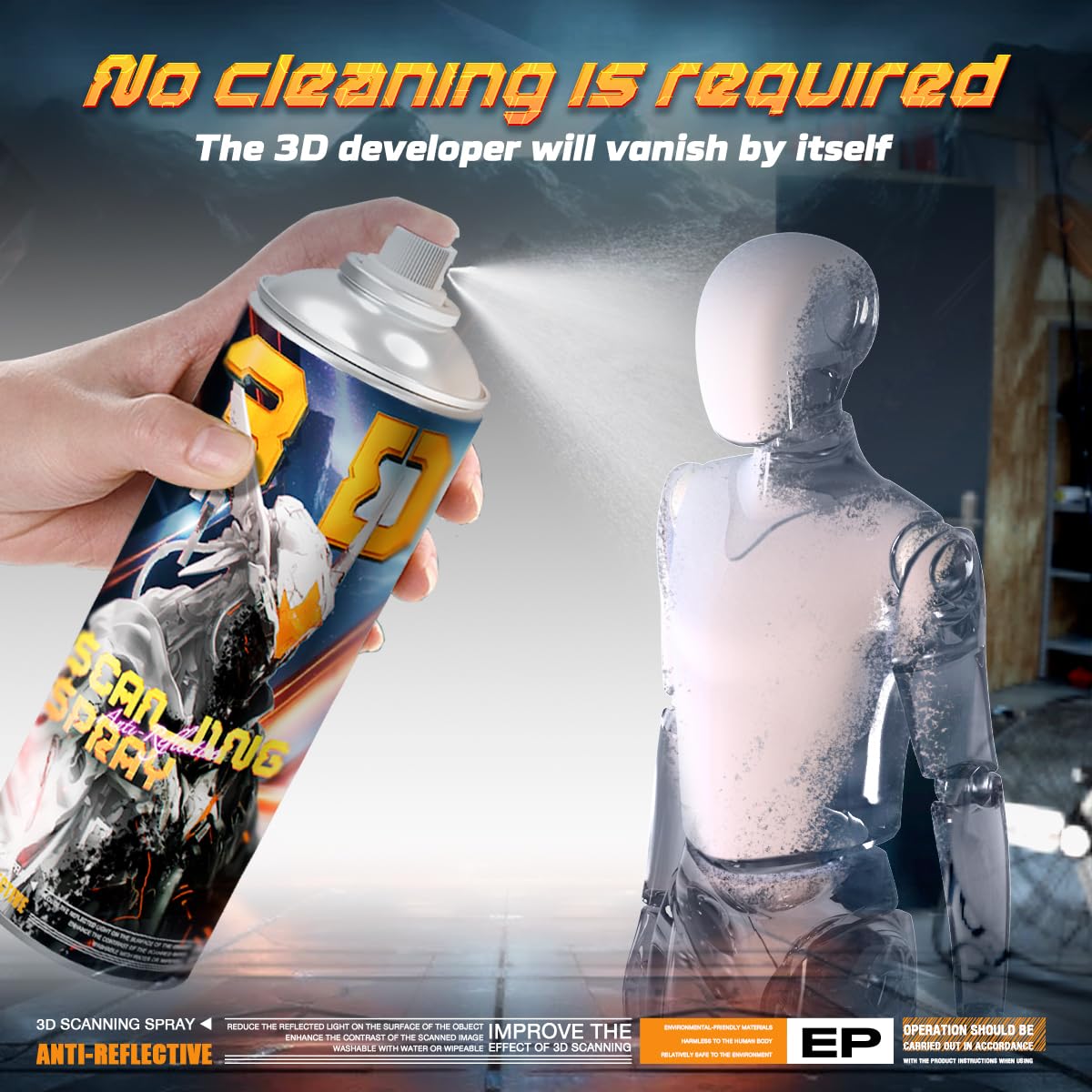 3D Scanning Spray - High-Resolution Surface Prep for Laser/Optical Scanners, Quick-Dry Formula (500ml)