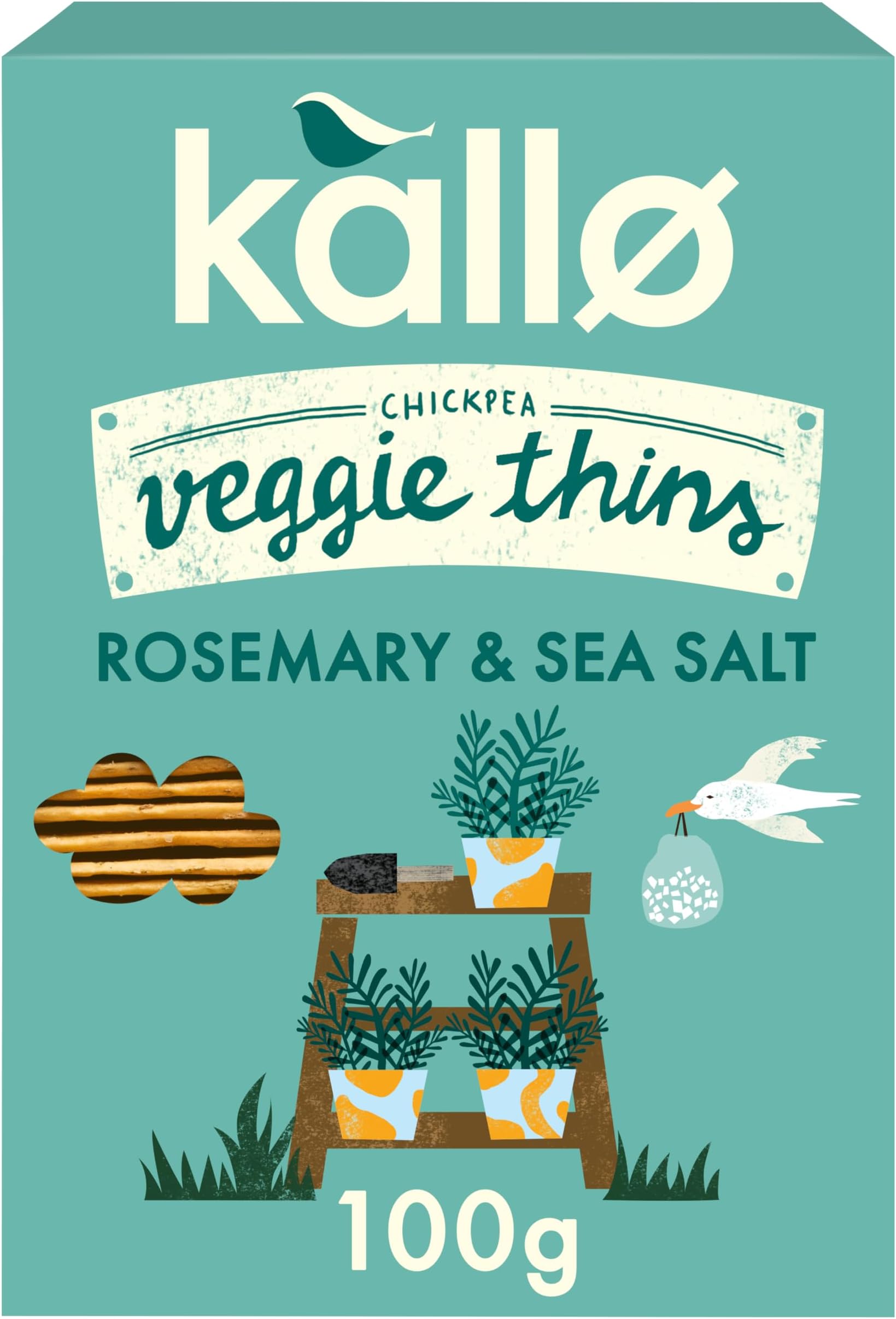 Rosemary & Sea Salt Veggie Thins Crackers | Healthy Snacks High Fibre, Plant Protein, Gluten Free & Baked | 100g Single Pack