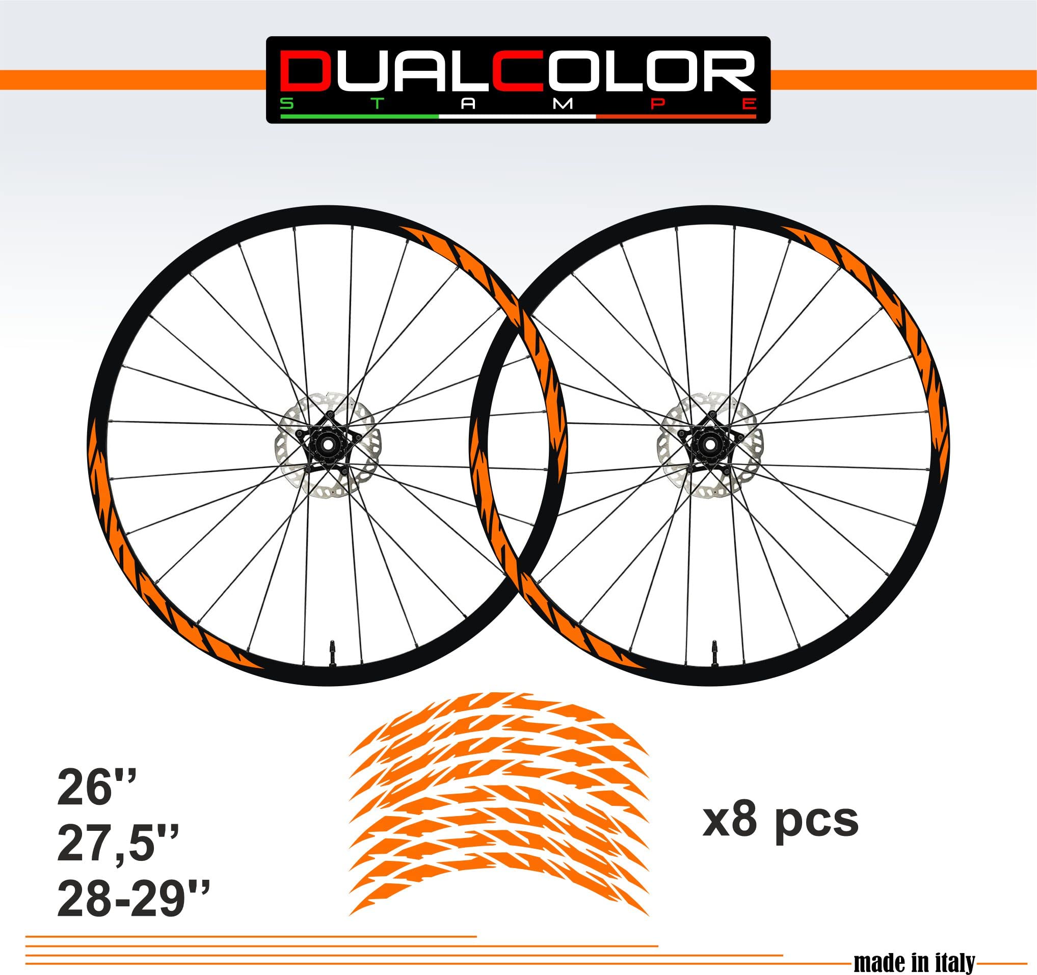 Adesivi Compatibili con CUBE Cerchi Bici 26'' - 27,5'' - 28-29'' Pollici Ruota Bici MTB Bike Stickers Cerchi MTB B0062 (28-29'' Pollici, Arancione)