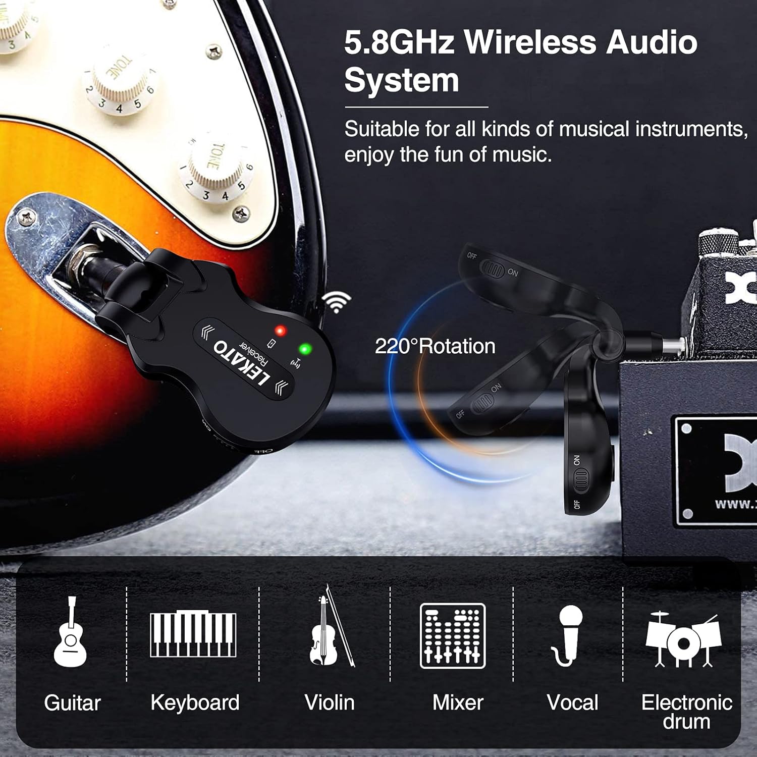 Flаѕh Dеаlѕ - 60% оƒƒ LEKATO 5.8Ghz Wireless Guitar System 4 Channels Audio Digital Guitar Transmitter Receiver 300 Feet Transmission Range