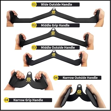 LAT Pull Down Bar, LAT Pulldown Attachments T-bar V-bar,Pull Down Bar with Ergonomic Handle, Tricep Bar Back Strength Training Handle, Grips Cable Back Attachments for Home Gym