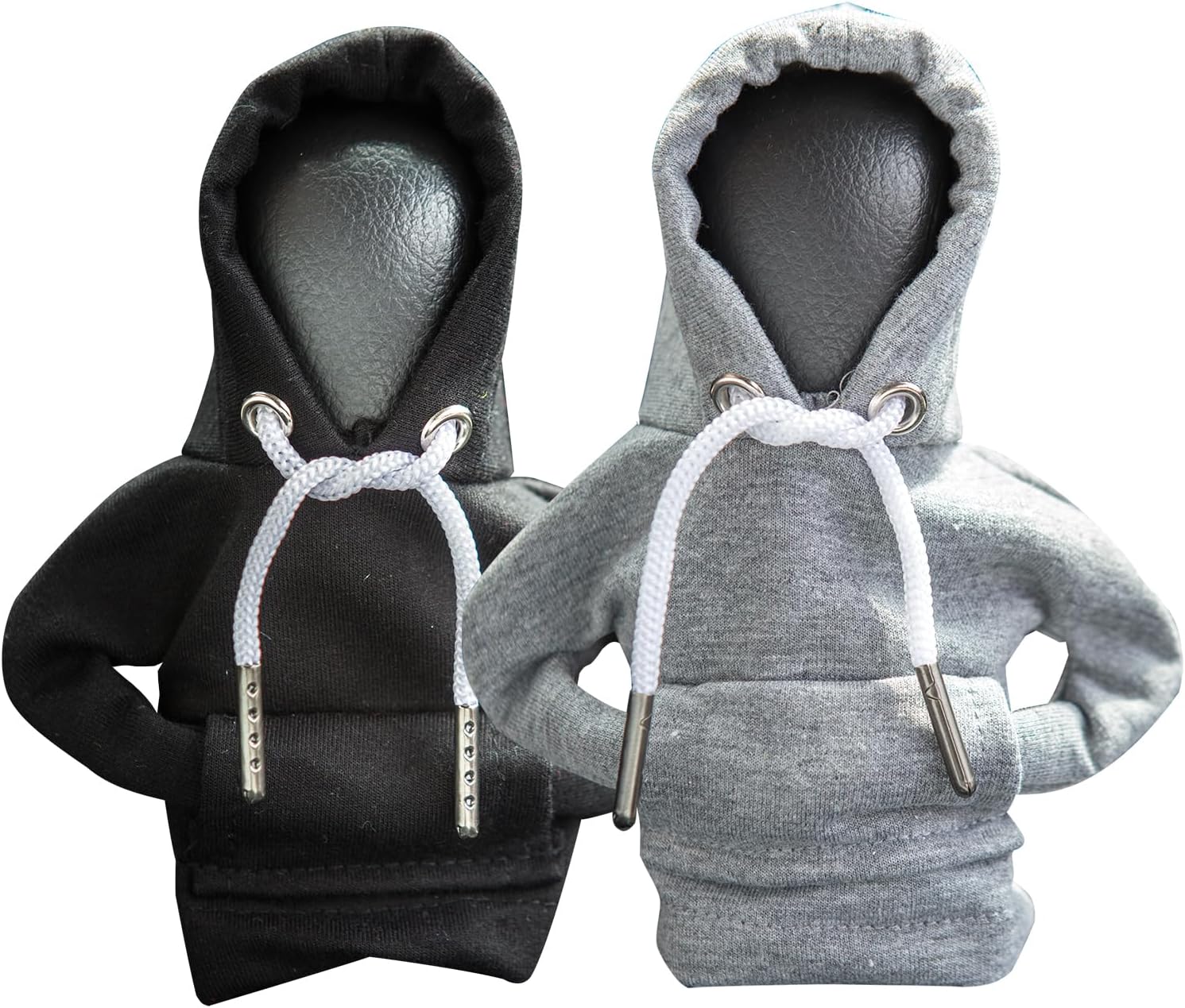 2Pcs Car Shift Knob Hoodie,Gear Shift Hoodie,Funny Sweater Hoodie for Gearshift,Automotive Interior Accessories（Black and Gray）