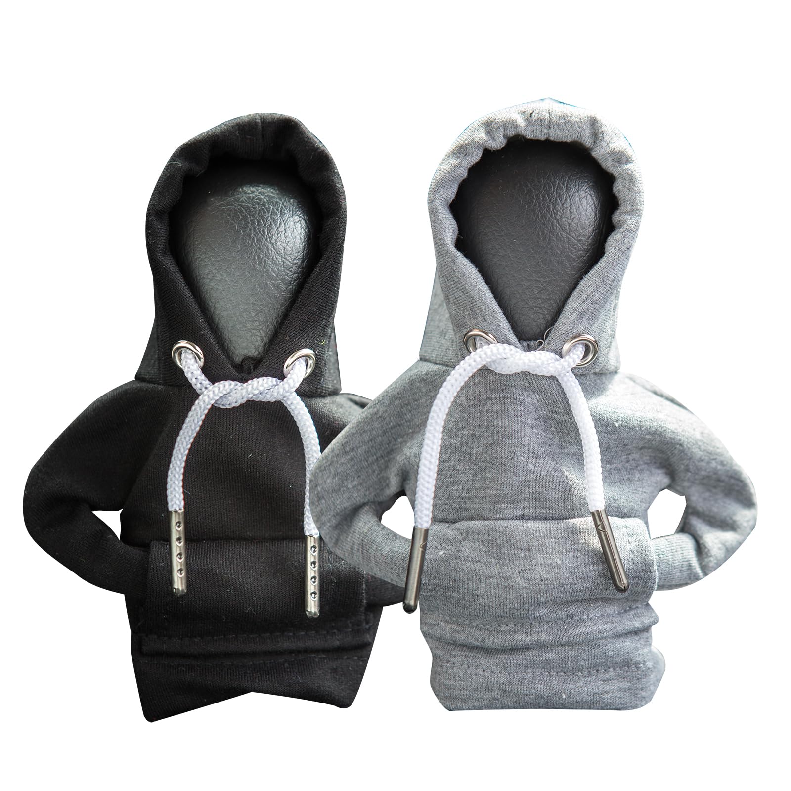2Pcs Car Shift Knob Hoodie,Gear Shift Hoodie,Funny Sweater Hoodie for Gearshift,Automotive Interior Accessories（Black and Gray）