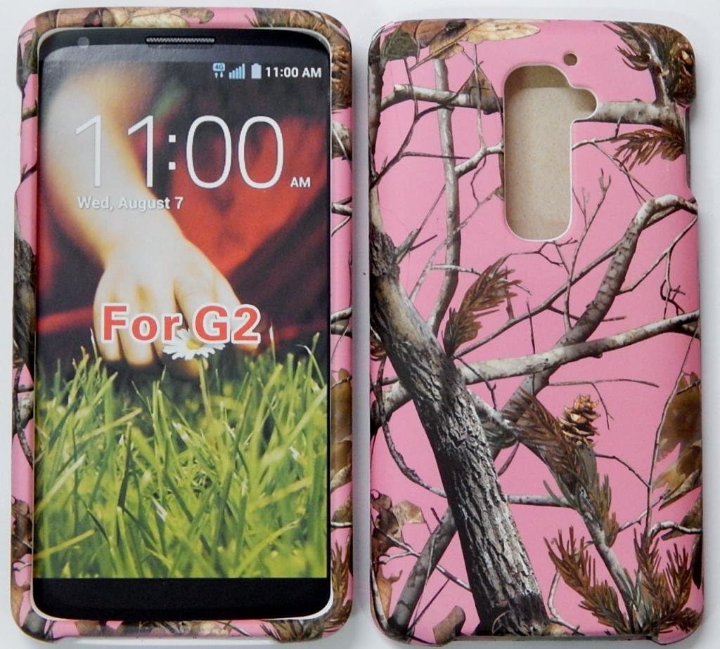 LG G2 D801 D802 D803 VERIZON SPRINT ATT Pink Mossy Camo Real Oak Tree Hard Case Cover Snap-On