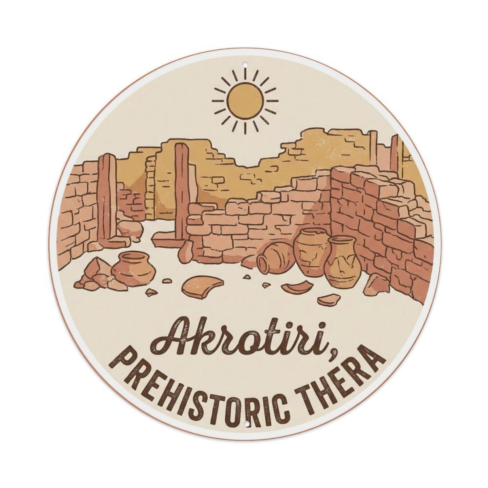 Okahys 8X8inch(20X20cm) Vintage Travel Akrotiri Ruins Greece Ancient Site Metal Tin Sign