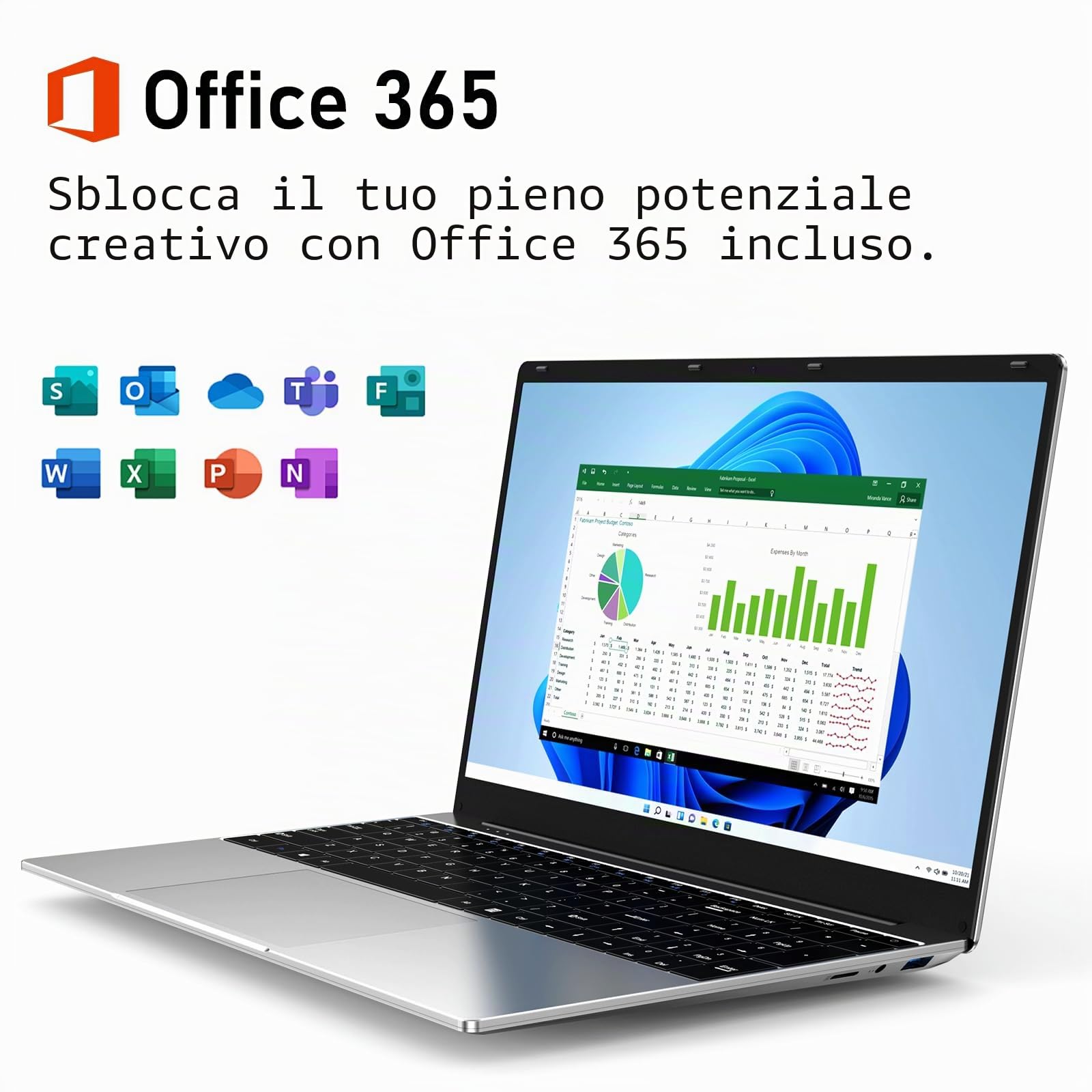 NAIKLULU Computer portatile da gioco 2025 da 16 pollici con processore R-5 7430U, 16 GB DDR4, 1T SSD, display FHD 1920 x 1080P, Windows 11 PRO, WiFi 6, tastiera retroilluminata HDMI, per studenti