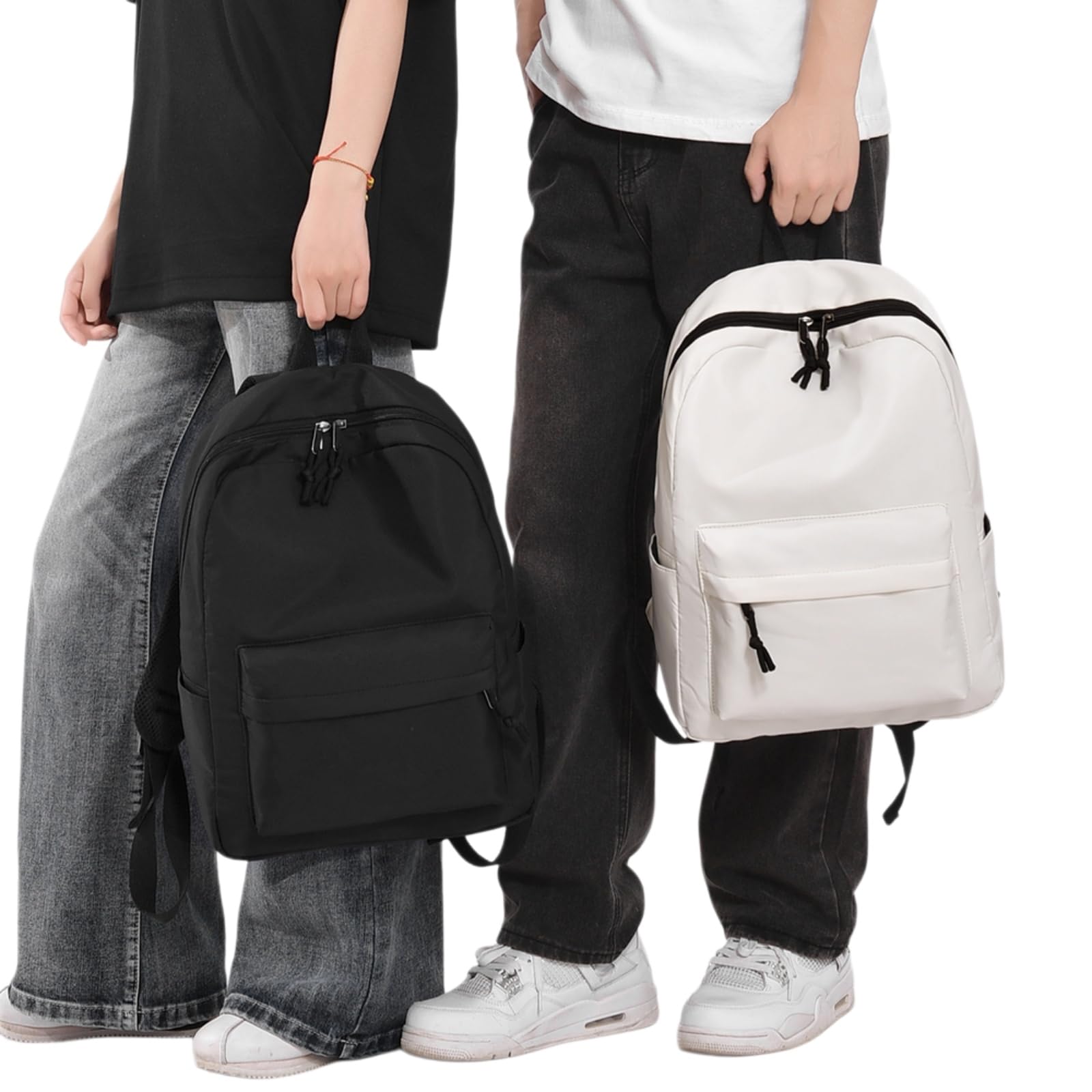Zaino Giapponese Stile Grande capacità Casual Backpack Unisex Viaggio Borsa A Spalla Scuola Daypack per Uso Quotidiano-white-15 Inches