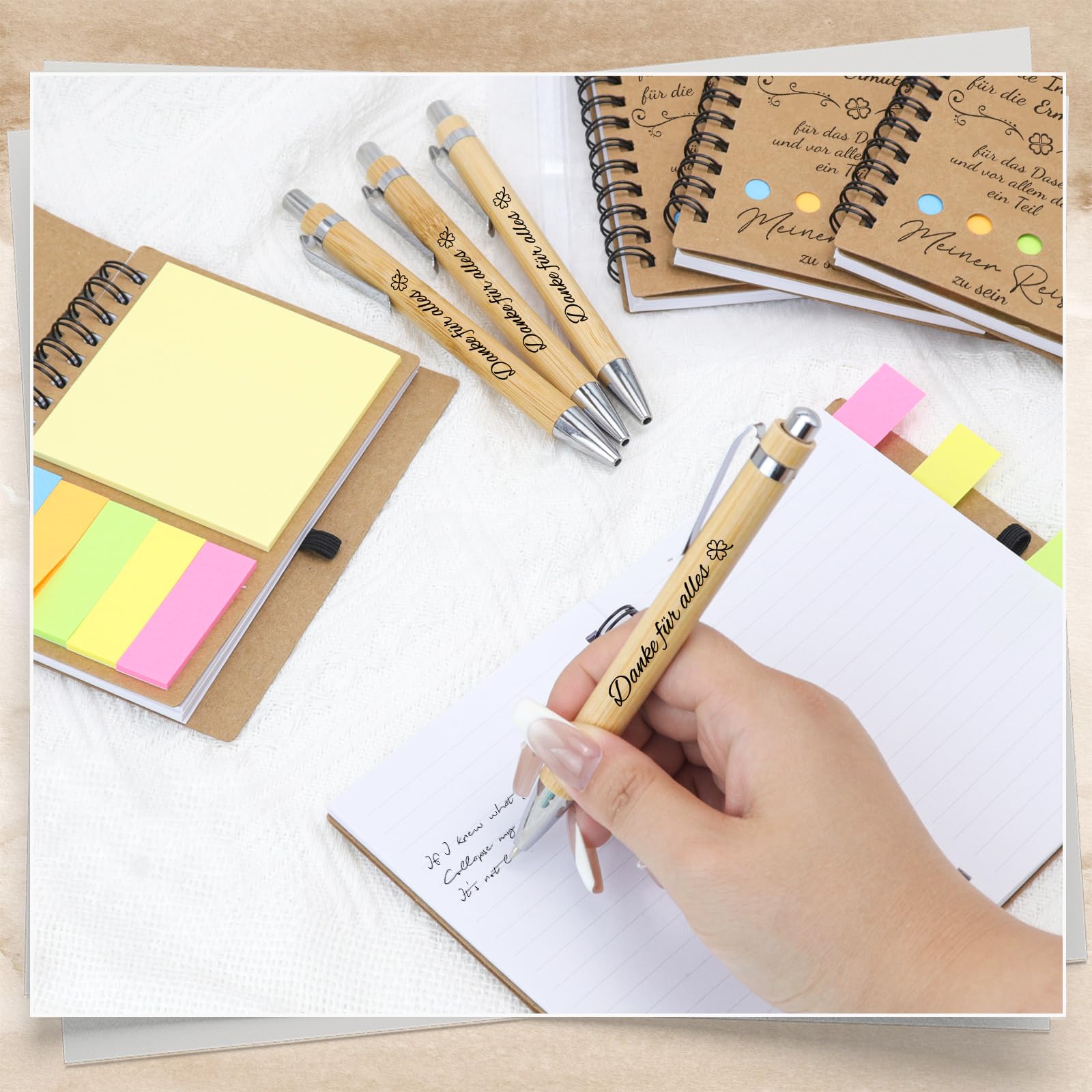 10 Sets Dankeschön Geschenke Klein, Notizbuch Klein mit Kugelschreiber und Organzabeutel, Vielen Danke für Alles, Abschiedsgeschenk Kollegen, Danke Geschenk Kollegin Erzieherin Lehrer Freunde