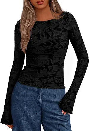 BTFBM Casual Long Sleeve Shirts Fall 2025 Going Out Tops for Women Trendy Floral Work Blouses Bodycon Tunics