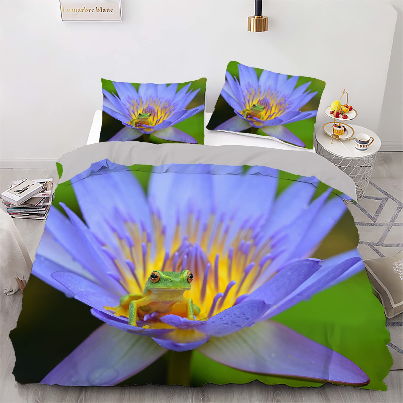 Housse de couette orchidée violette 140x200 avec fermeture éclair pratique et douce