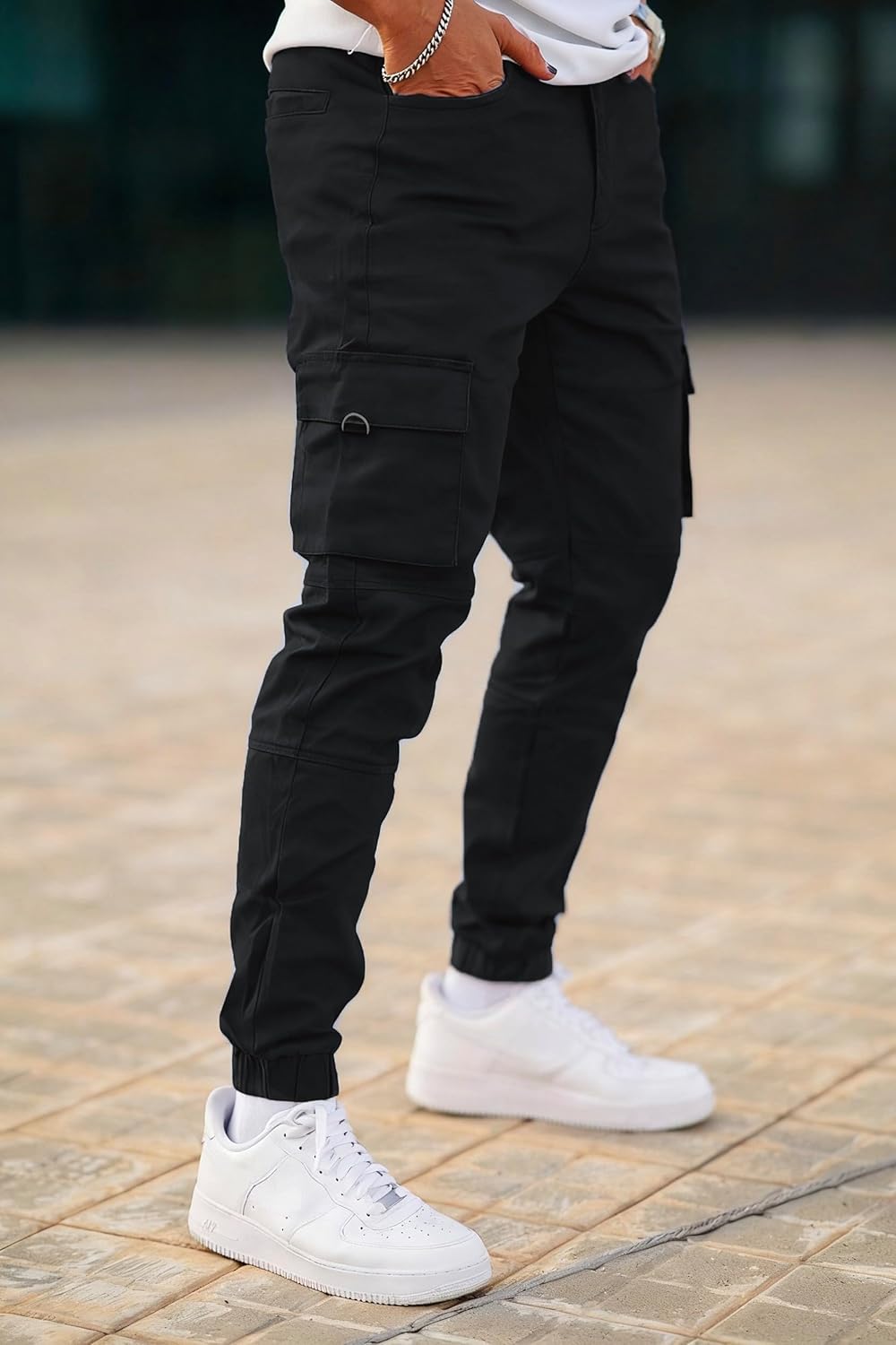 GINGTTO Mens Cargo Jogger Pants Slim Fit Stretch Zipper Pockets Thick Cotton Pants for Men - Image 5