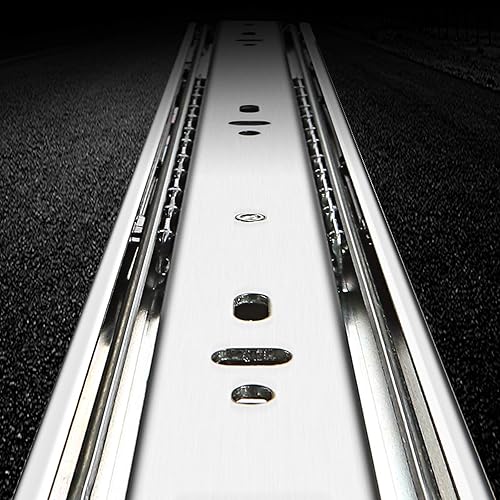 Miniatura 2 de 1 par de corredores de cajón de muebles de acero inoxidable resistente, montaje lateral de rodamientos de bolas para el hogar, capacidad de carga de