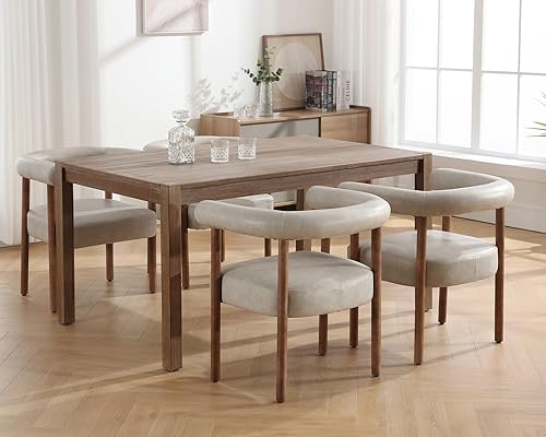 Miniatura 41 de Juego de 2 sillas de comedor de barril modernas de mediados de siglo, sillas tapizadas de cocina y comedor con brazos, sillas decorativas de piel