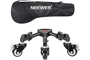 NEEWER Photography Tripod Dolly, Heavy Duty 50lbs Capacity Tripod Wheels with 3" Rubber Wheels
