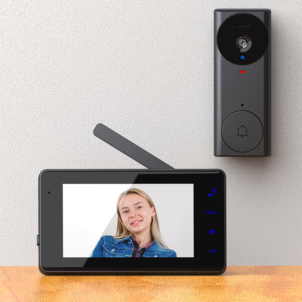Videoportero inalámbrico sin suscripción con Pantalla Grande de 43 Pulgadas, fácil instalación y comunicación bidireccional.