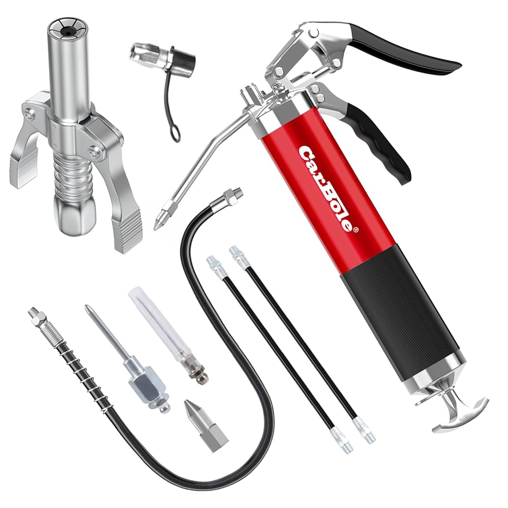 CarBole Grease Gun 8000PSI With Coupler And 3 Flexible Hoses And Etal