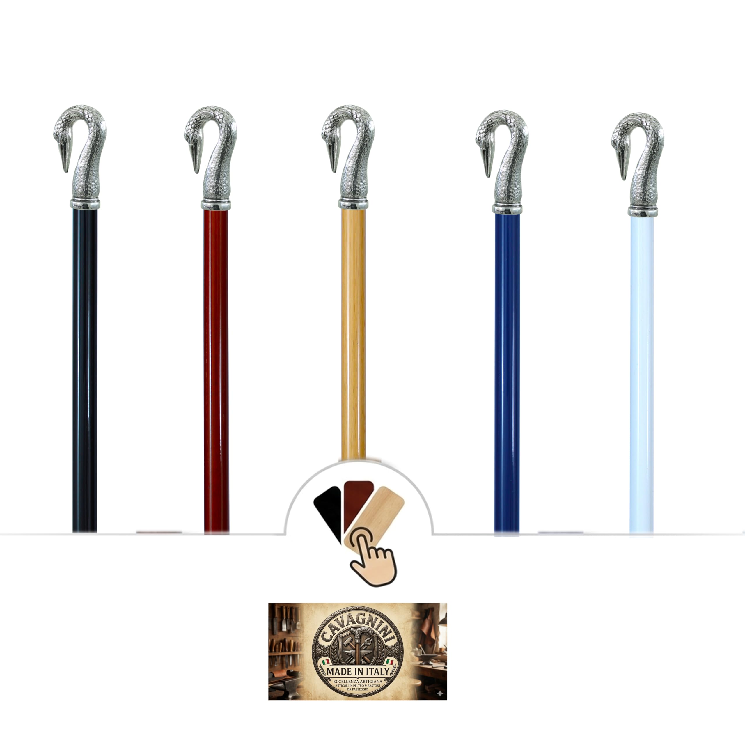 Bastón elegante y ergonómico, cisne. Bastones personalizables con grabado