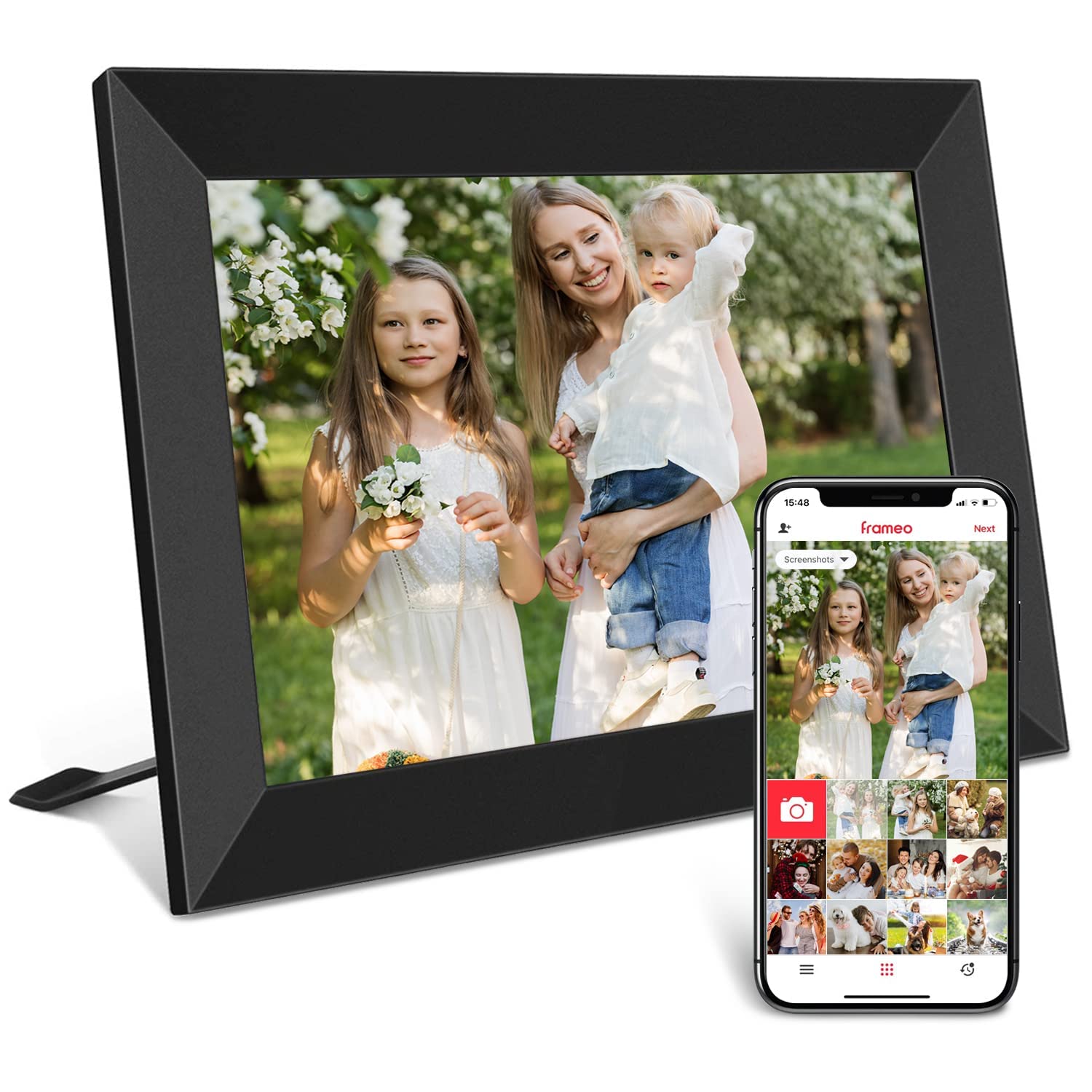 MAKINGTEC FRAMEO 10.1 Inch Smart WiFi Digital Photo Frame 1280x800 IPS LCD Touch Screen, Auto-Rotate Portrait and Landscape, Built in 16GB Memory, Share Moments Instantly via Frameo App from Anywhere