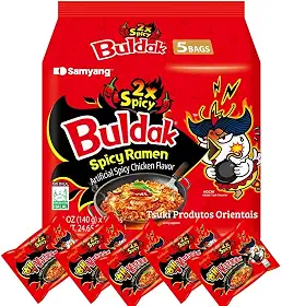 MACARRÃO INSTANTÂNEO LAMEN BULDAK SAMYANG - SABOR FRANGO PICANTE 2X - PACK CONTENDO 5 PACOTES