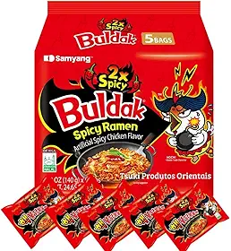 MACARRÃO INSTANTÂNEO LAMEN BULDAK SAMYANG - SABOR FRANGO PICANTE 2X - PACK CONTENDO 5 PACOTES