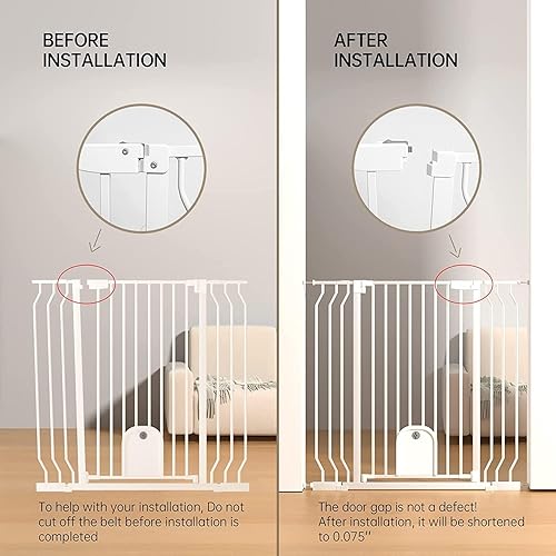 Miniatura 7 de Puerta de bebé con puerta de gato para escaleras, cierre automático y fácil de pasar, puertas para mascotas para perros para escaleras de 29.5 a