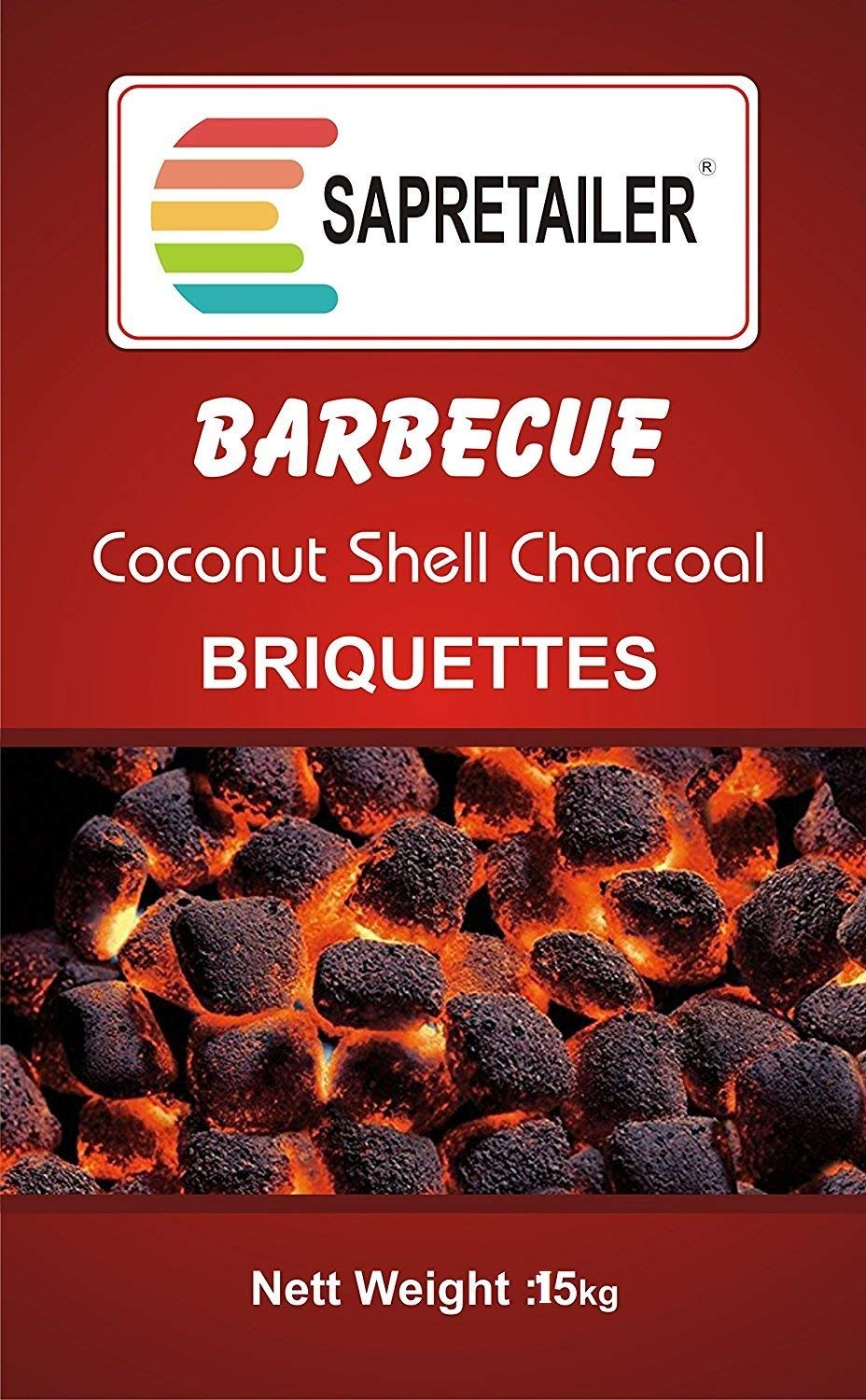 SAPRETAILER Coconut Shell Charcoal Briquettes for Barbecue 15Kg