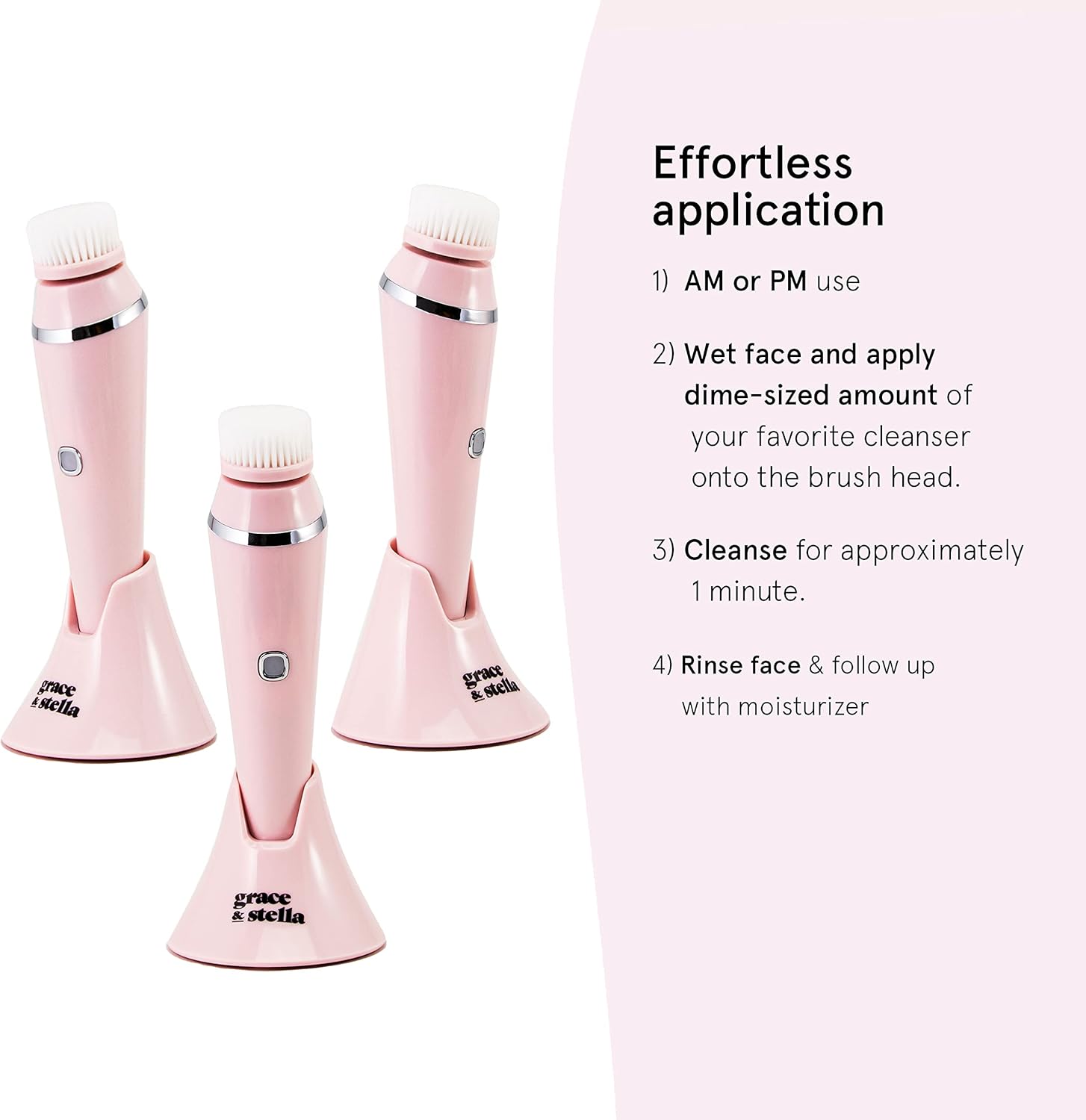 Facial Spin Brush for Cleansing and Exfoliating - Spinning Face Cleansing Brush Skin Care - Spinbrush for Face Cleansing by Grace and Stella (4 Brush Heads) : Beauty & Personal Care