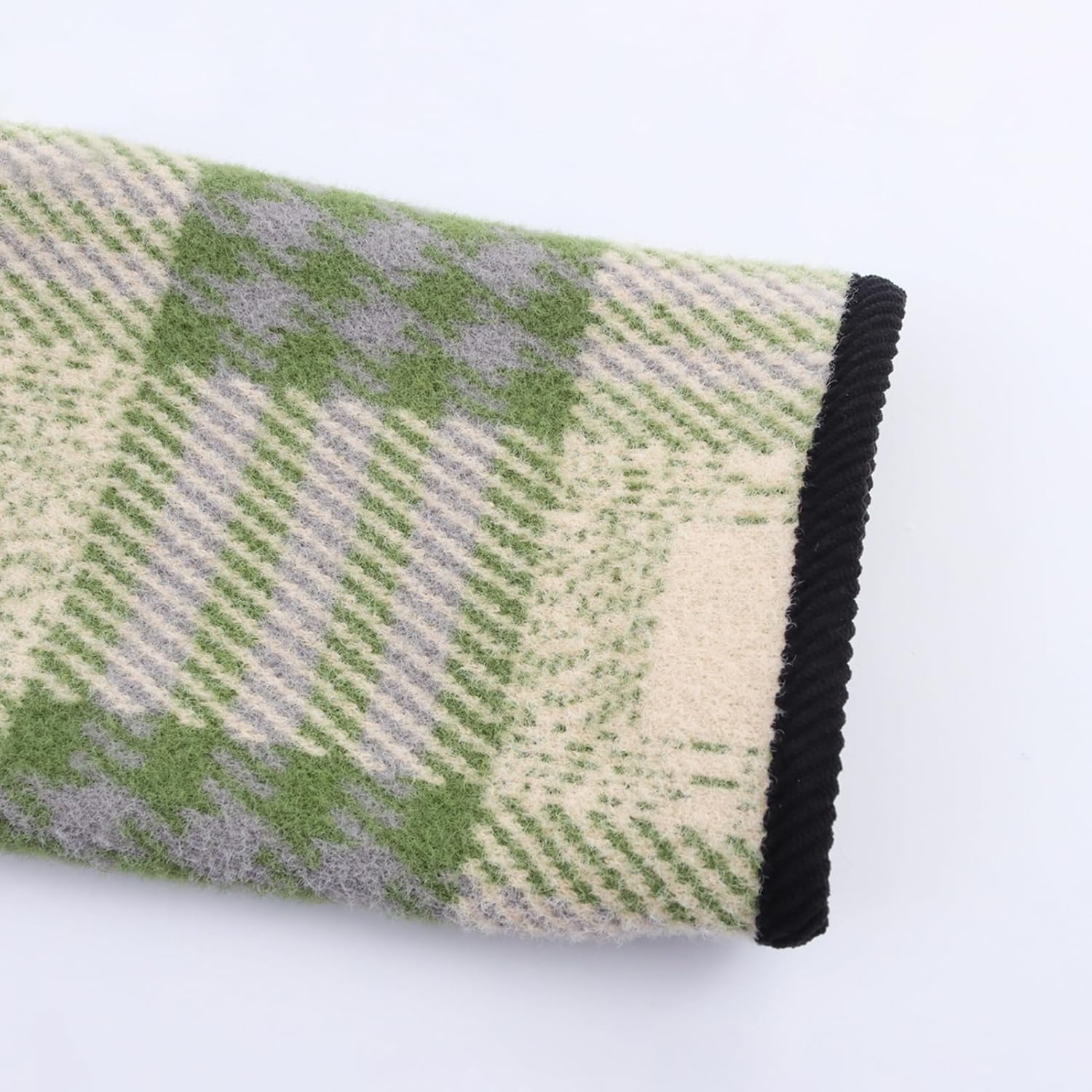 HOULENGS Women's Vintage Button Down Cardigan Sweaters Plaid Print Long Sleeve Knit Jackets with Pockets Fall Winter Fashion Green Large - Image 7