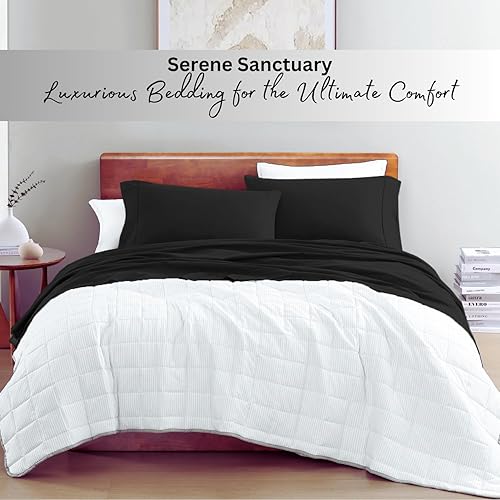 Miniatura 8 de LANE LINEN - Juego de sábanas tamaño individual de 3 piezas, 100 % algodón orgánico puro tejido de percal de fibras largas, para colchones de hasta