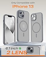 Vista 266 de TOCOL Funda magnética 3 en 1 para iPhone 15 Pro, mejorada [protección completa de cámara] con 2 protectores de pantalla, compatible con MagSafe, Gris