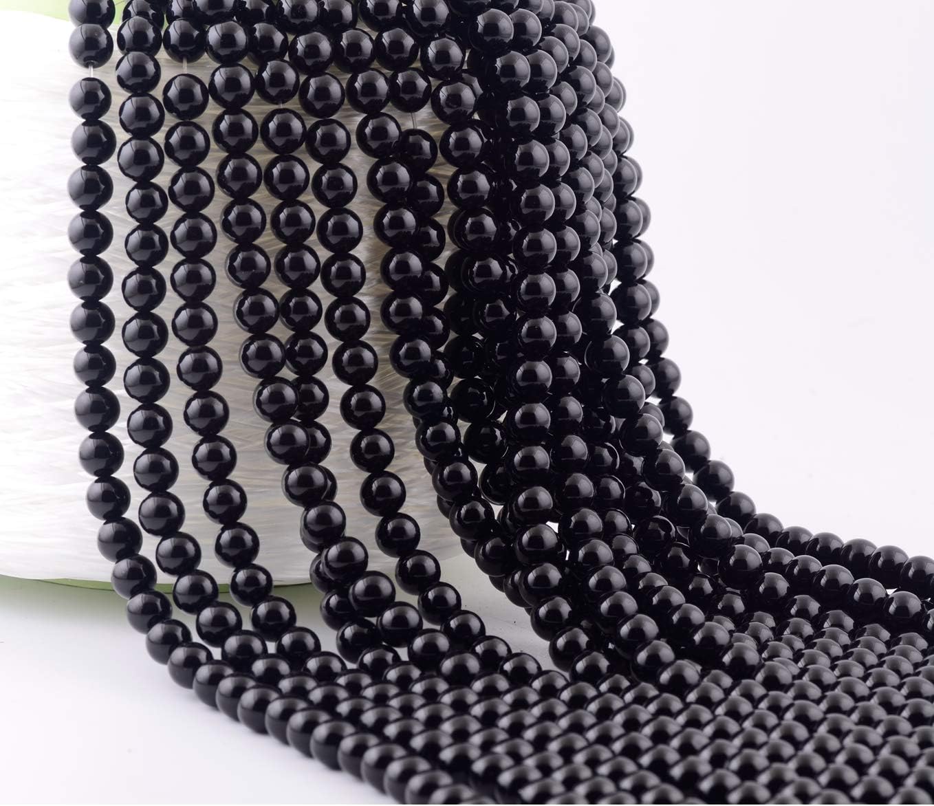 Natural Stone Beads 100pcs 8mm Black Obsidian Round Genuine Real Stone Beading Loose Gemstone Hole Size 1mm DIY Charm Smooth Beads for Bracelet Necklace Earrings Jewelry Making (Black Obsidian) Black Obsidian 8mm