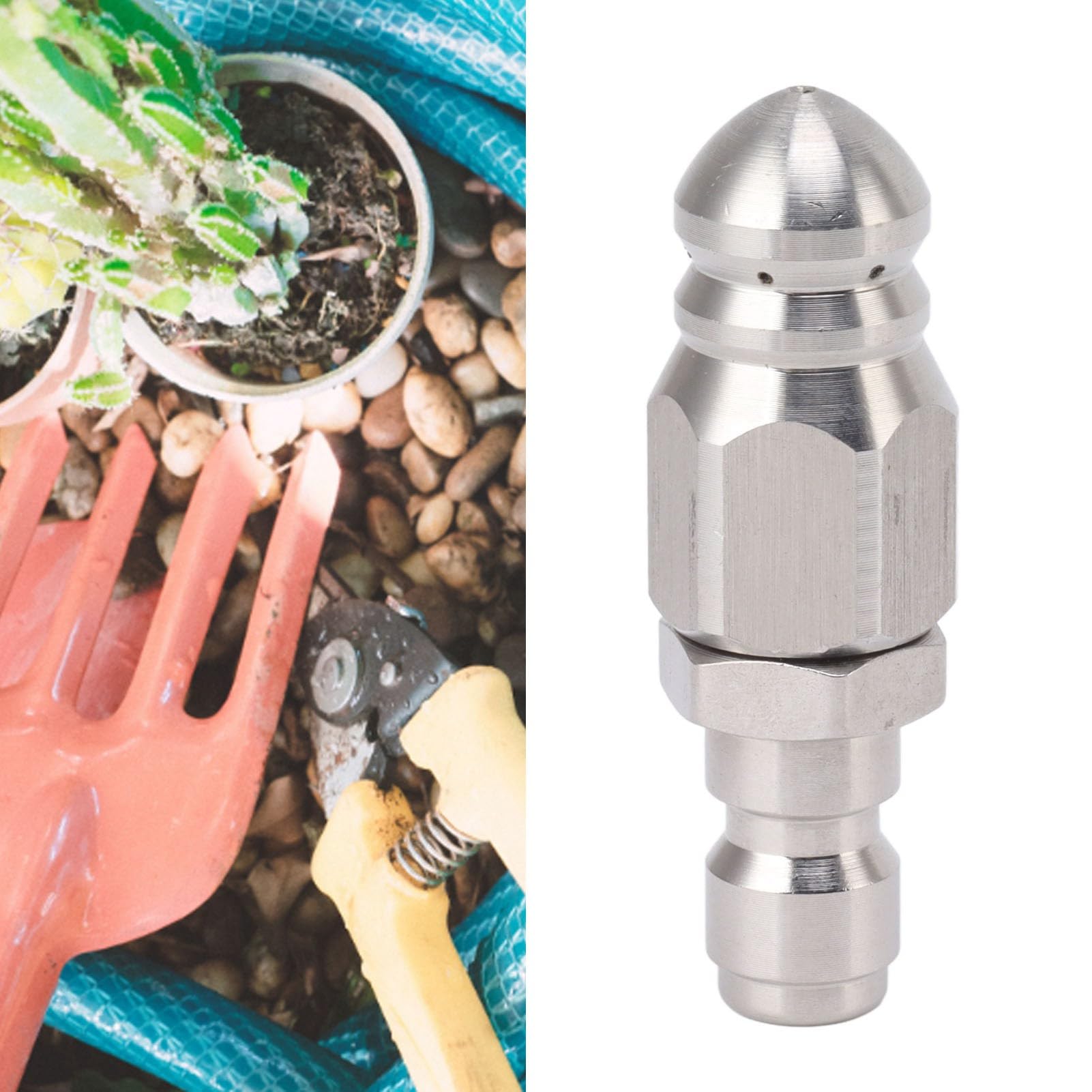 Boquilla de Chorro de Alcantarillado de 56mm,Boquilla de Acero Inoxidable de 5000PSI,1 Parte Delantera Y 6 Trasera,para Desatascar Tuberías
